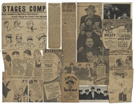 Moe Howards Newspaper Clippings, From 1931-32 -- 50+ Clippings as the Vaudeville Act of Howard, Fine and Howard -- Very Good